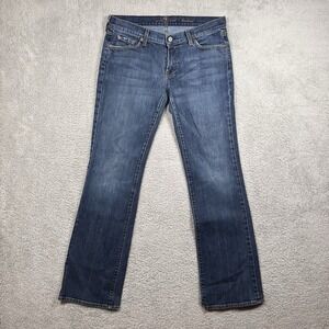 7 For All Mankind Bootcut Jeans Womens 32 Blue USA Made Faded Low Rise Med Wash